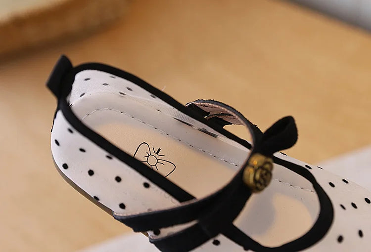 Girls' Casual Shoes, Polka Dot Mesh Princess Cute Bow Spring Summer 2026 Suitable Toddlers, Medium Large Children Wedding Party
