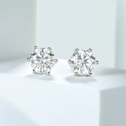 6.5mm Certified Moissanite Stud Earrings for Men Women Created Diamond Studs S925 Rhodium Plated Luxury Quality Jewelry