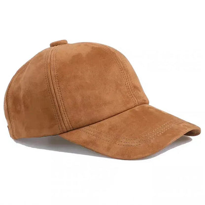 Retro 2025 Men Suede Real Leather Baseball Caps Sheepskin Men Youth Duck Tongue Dad Hats Bombe Adjustable