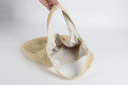 2023 Fashion Rattan Women Shoulder Bags Wikcer Woven Female Handbags Large Capacity Summer Beach Straw Bags Casual Tote Purses