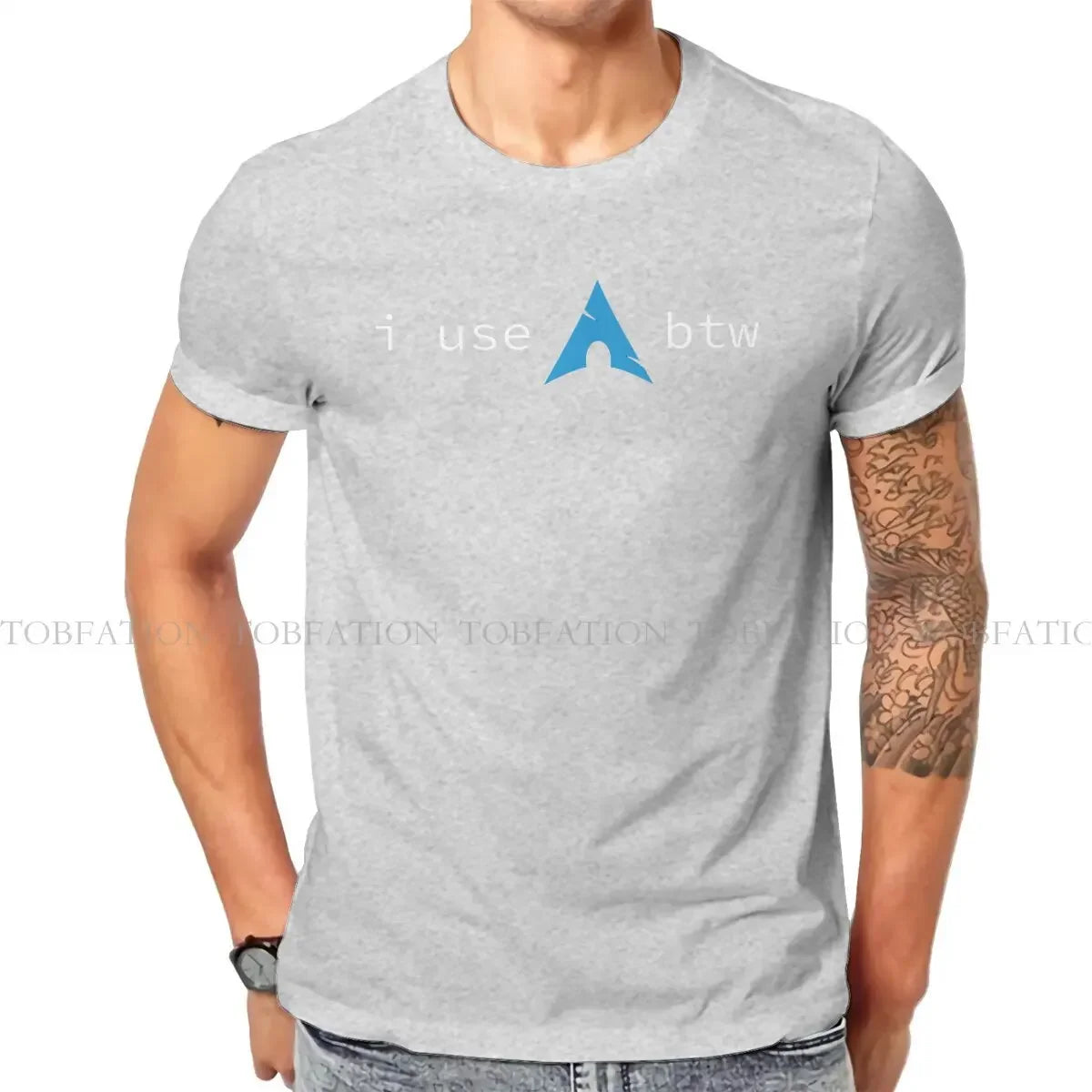 Use Arch Btw Man's TShirt Linux Operating System Tux Penguin Crewneck Tops 100% Cotton T Shirt Humor High Quality Birthday Gifts