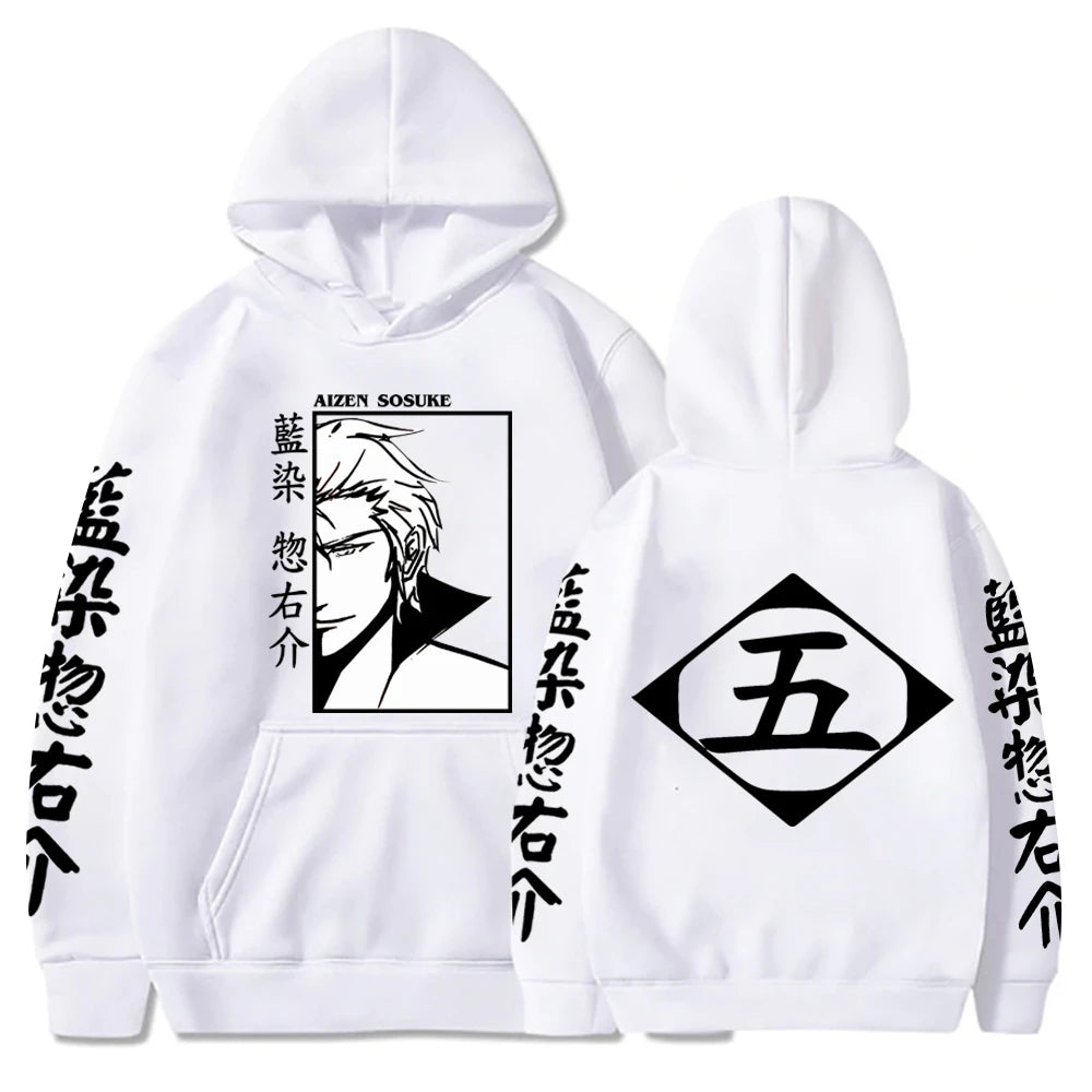 Japan Anime Bleach Aizen Sosuke Cosplay Hoodies Pullovers Tops Man Long Sleeve Clothes