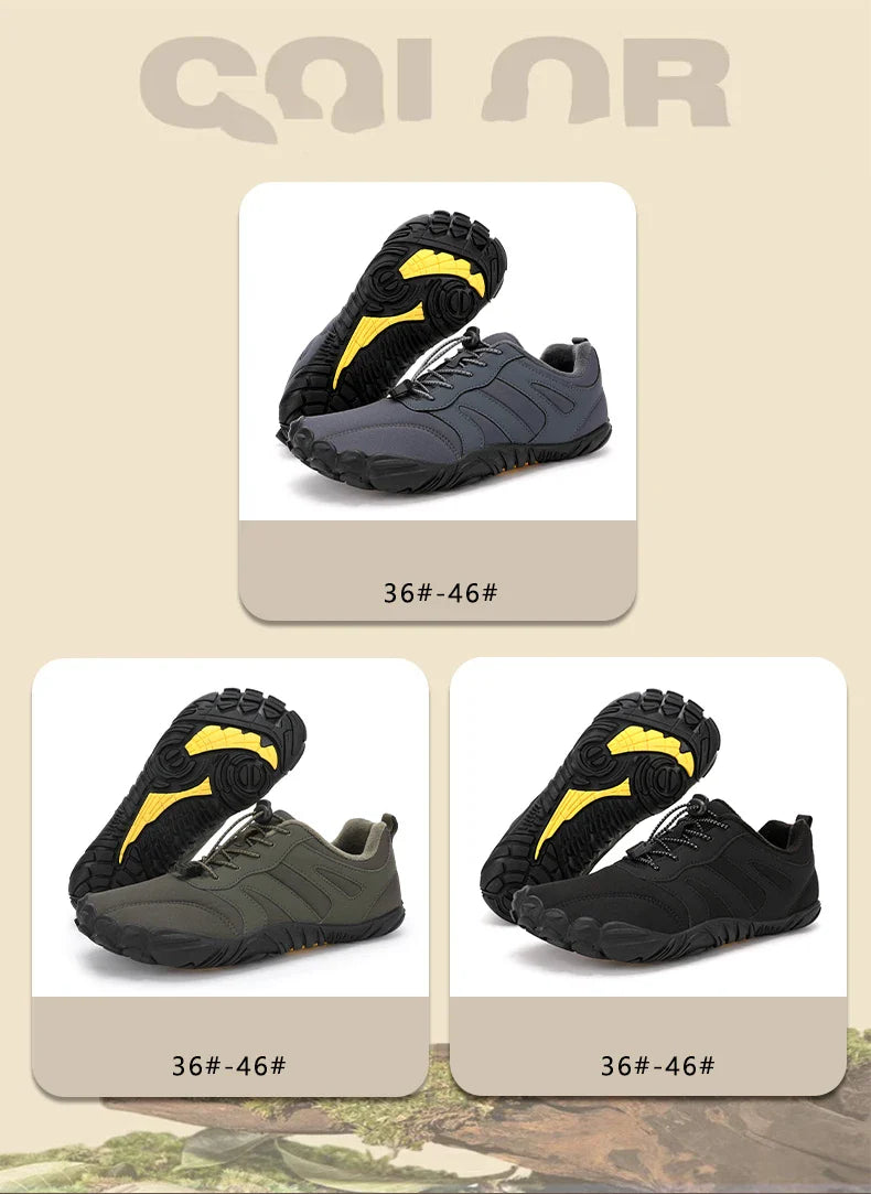 Men's Winter Warm Barefoot Shoes Waterproof Wide Toe Non-Slip Rubber Sole Plush Lined Hiking Shoes Outdoor Sneakers Running Shoe