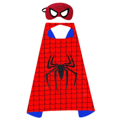 4-piece Set Kids Superhero Cape with Snap Bracelet and Movie Character Mask for Halloween Costume Party Performance