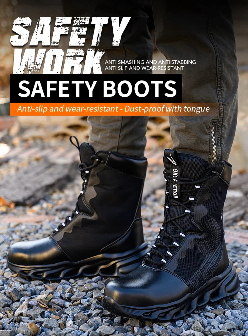 Safety Shoes Men Boots High Top Work Sneakers Steel Toe Anti-smash Puncture-Proof Work Boots Breathable Indestructible Shoes