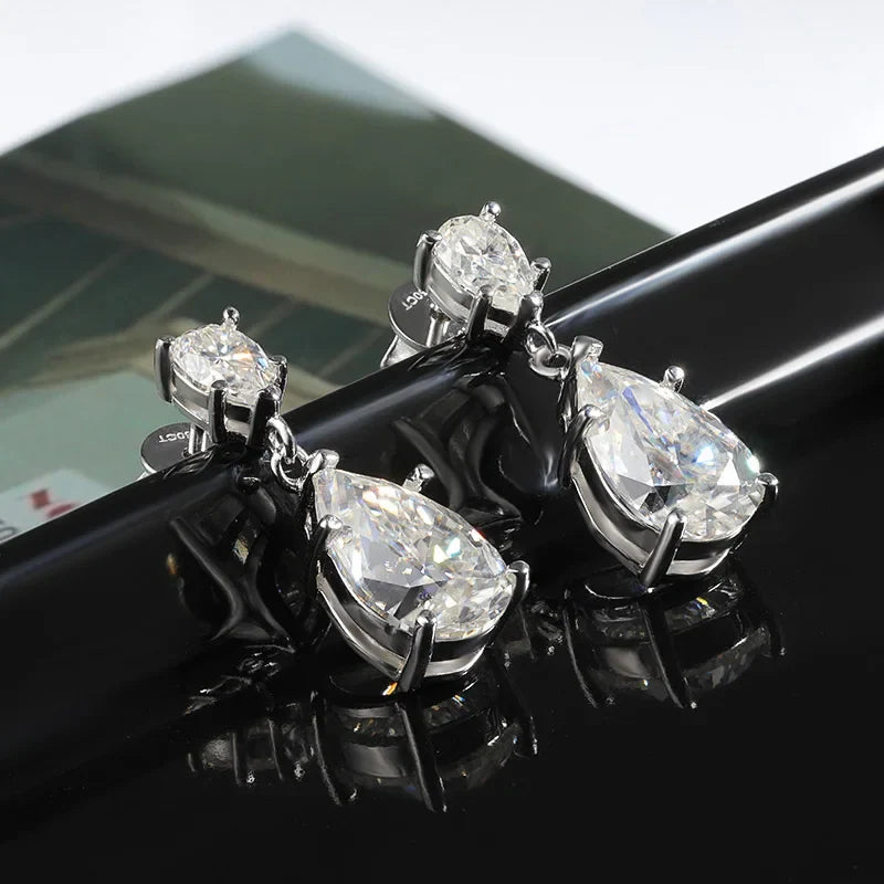 Pear Cut Mossanite Gemstone Drop Earrings 7*11MM for Women Lab Grown Emerald Pink Padparadscha Wedding Party Stud Earring
