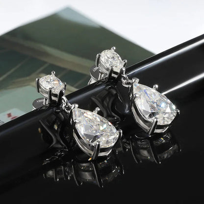 Pear Cut Mossanite Gemstone Drop Earrings 7*11MM for Women Lab Grown Emerald Pink Padparadscha Wedding Party Stud Earring