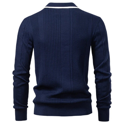2025 Button Down Polo Shirt Men Solid Color Stripe Long Sleeve Fall Winter Luxury Warm Touch Business Casual Mens Polo Shirts