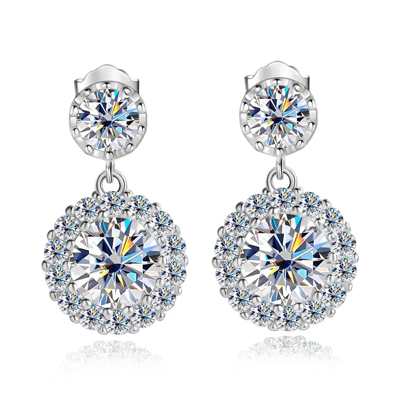 6.5mm Moissanite Earring 925 Sterling Silver GRA Certified Round Cut Moissanite Drop Earrings for Women Wedding Jewelry