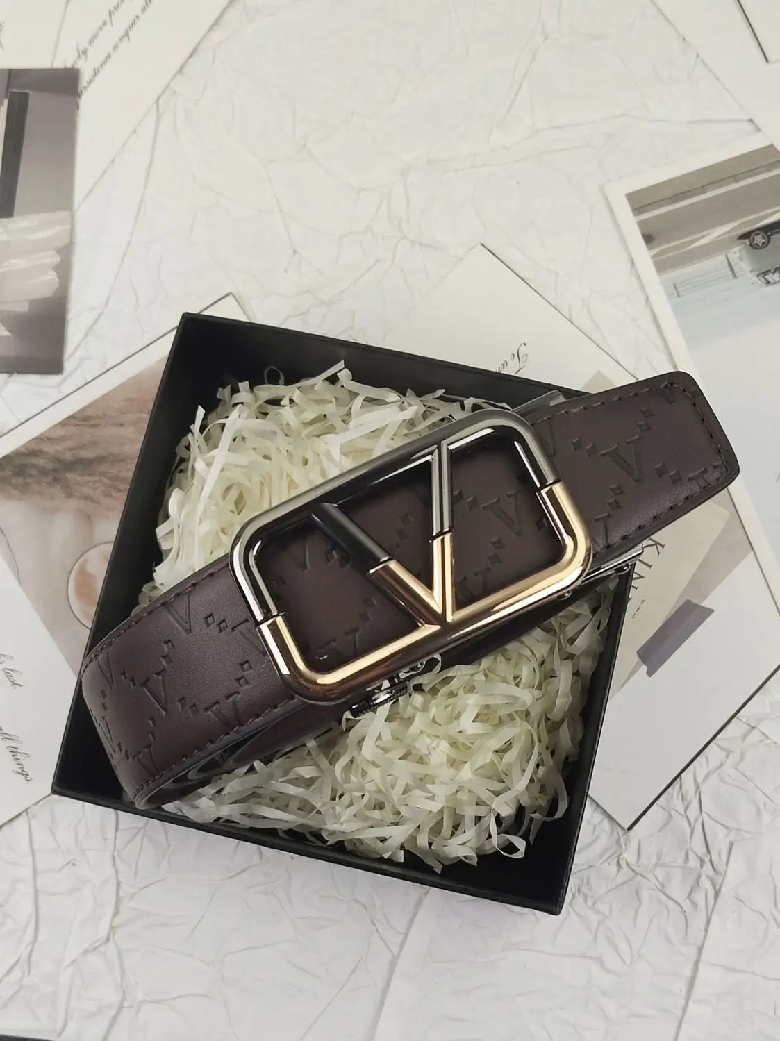 2026 Luxury Designer Belt for Men – Letter Pattern, High-Quality Leather, Metal Buckle, Business & Casual Wear