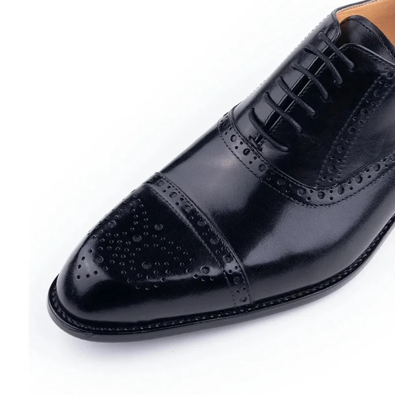 Luxury Mens Leather Wedding Shoes China Factory Hot Selling Handmade Genuine Men Formal Dress Shoes Lace-Up Classic Brogue Shoe