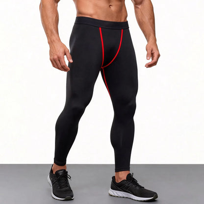 Men's compression sports pants fast drying fitness sports pants running tight pants training tight pants black red gray line