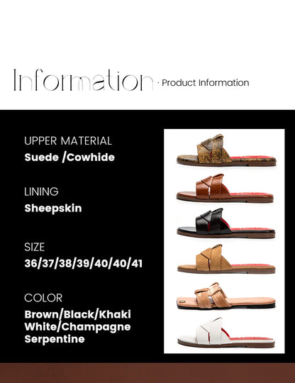 Women's Slippers Luxury brand PU Material Outdoor Flat Bottom Beach Tourism Summer Women's Slippers  2024 summer