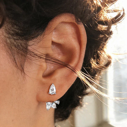 18k Plated Pear Cut 100% All Moissanite Stud Earrings for Women Girls Water Drop Luxury Ear Jewelry 925 Sterling Silver