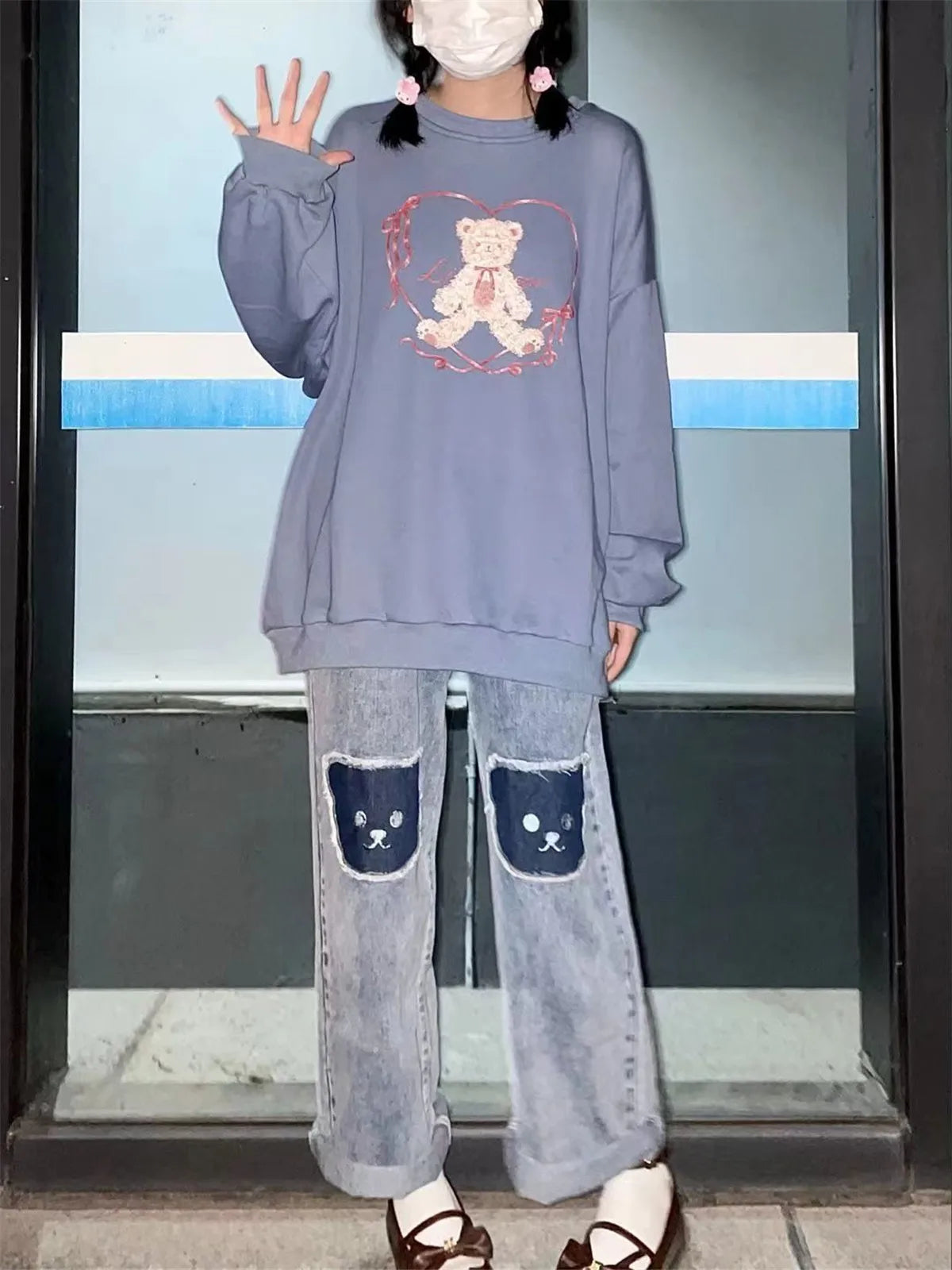 Cute Hip Hop Bear Jeans Girls Cool Pants