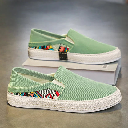 Sapatilhas Casuais Masculinas de Lona Tênis Masculino Slip-on Vulcanizado Confortáveis Sapatilhas Masculinas Mocassins Sapatos de Condução Zapatos Hombre