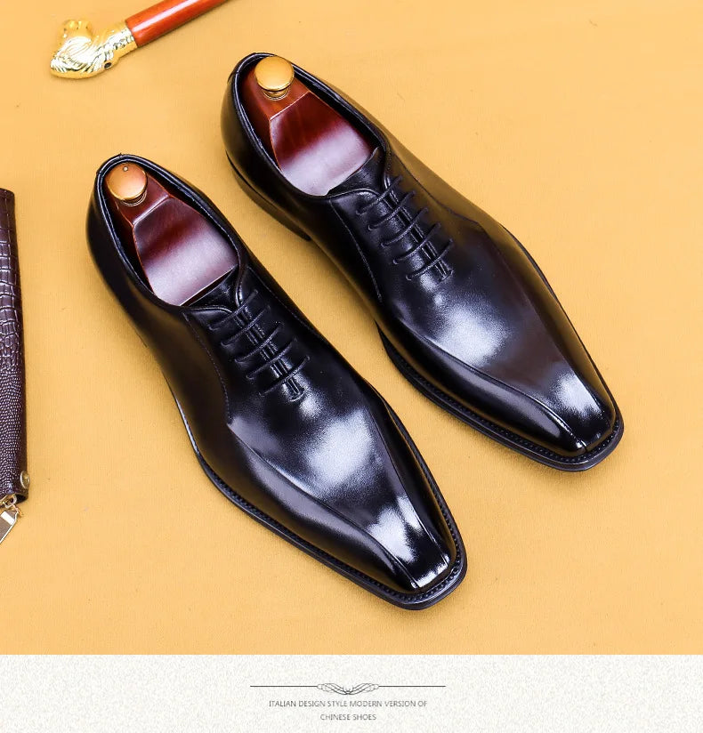 Italian Luxury High Quality Elegant Male Natural Genuine Leather Social Shoes Office Career Business Formal Solid Oxfords Shoes