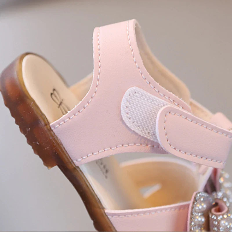 Summer Baby Girl Shoes Cute Bow Pearl Toddler Sandals Soft Bottom Kids Girls Princess Shoes Beach Sandals