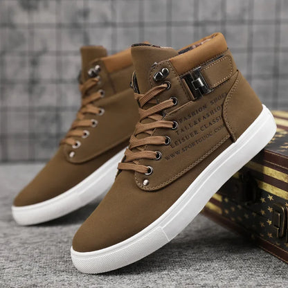 Men's Boots  New Korean Version Men's Shoes High Top Skateboard Shoes Retro Platform Casual Lace Up Men Fashion Boots 2025