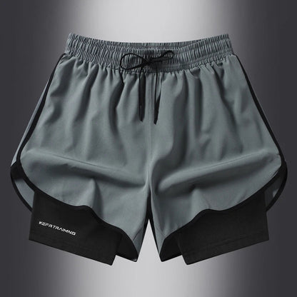 Fake two pieces of summer sports shorts, men's and women's quick drying three point running training itness lining American b