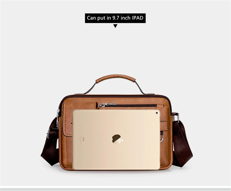 Multi-function Business Handbags Men New Man's Shoulder Bags Large Capacity Leather Messenger Bag Crossbody Big Brand