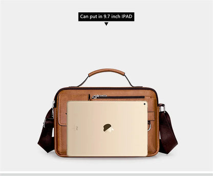 Multi-function Business Handbags Men New Man's Shoulder Bags Large Capacity Leather Messenger Bag Crossbody Big Brand