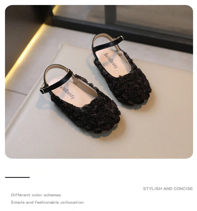 Girls Sandals 2024 Cute Toes Wrapped Flowers Spring New Children Fashion Princess Mary Janes for Party Wedding Shows Simple Cute
