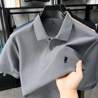Designer brand 100% cotton short sleeve polo shirt luxury fashion pony embroidery men's business leisure summer new Paul T-shirt