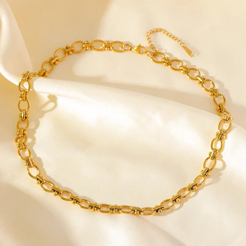 316L Stainless Steel Metal Chain Necklace For Women Fashion 18K Gold Plated Neck Chain Waterproof Jewelry Lady Gift