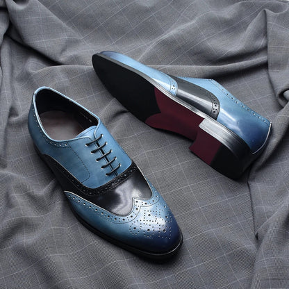 Luxury Men's Wedding Oxford Dress Shoes Genuine Cow Leather Lace-up Wingtip Brogue Office Business Social Formal Shoes for Man