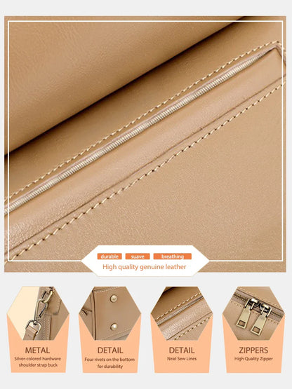 Genuine Leather Women's Handbag Cowhide Shoulder Bag Large Capacity Boston Crossbody Satchel For Fashion Bolsa Two Straps
