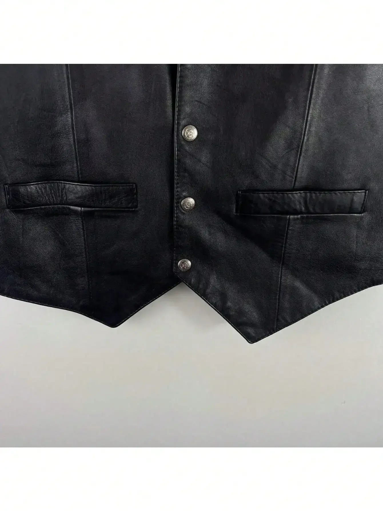 Men Soft 100% Leather Vest Snap Western Mens Gift Holiday Attire Informal Biker