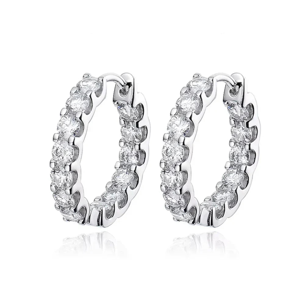 2.6ct D Color Moissanite Earring 925 Sterling Sliver Plated White Gold Hoop Earring for Women Wedding Party Jewelry