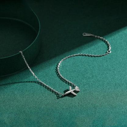 Fashion Clear CZ Aircraft Bracelet Solid 925 Sterling Silver Charm Chain Exquisite Bracelets For Women Girls Jewelry Gift