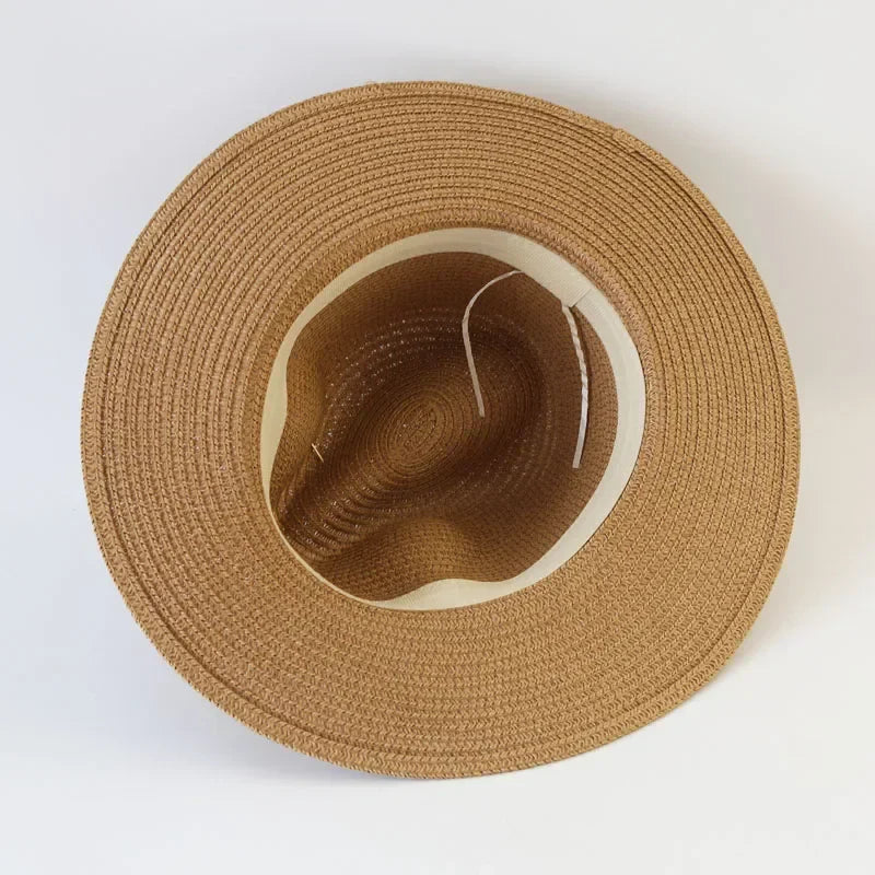 Big Size  Summer Sun Hats Ladies Fashion Girl Beach Straw  Hat Luxury Grass Jazz Top Panama Hat Womens 60cm Large Head