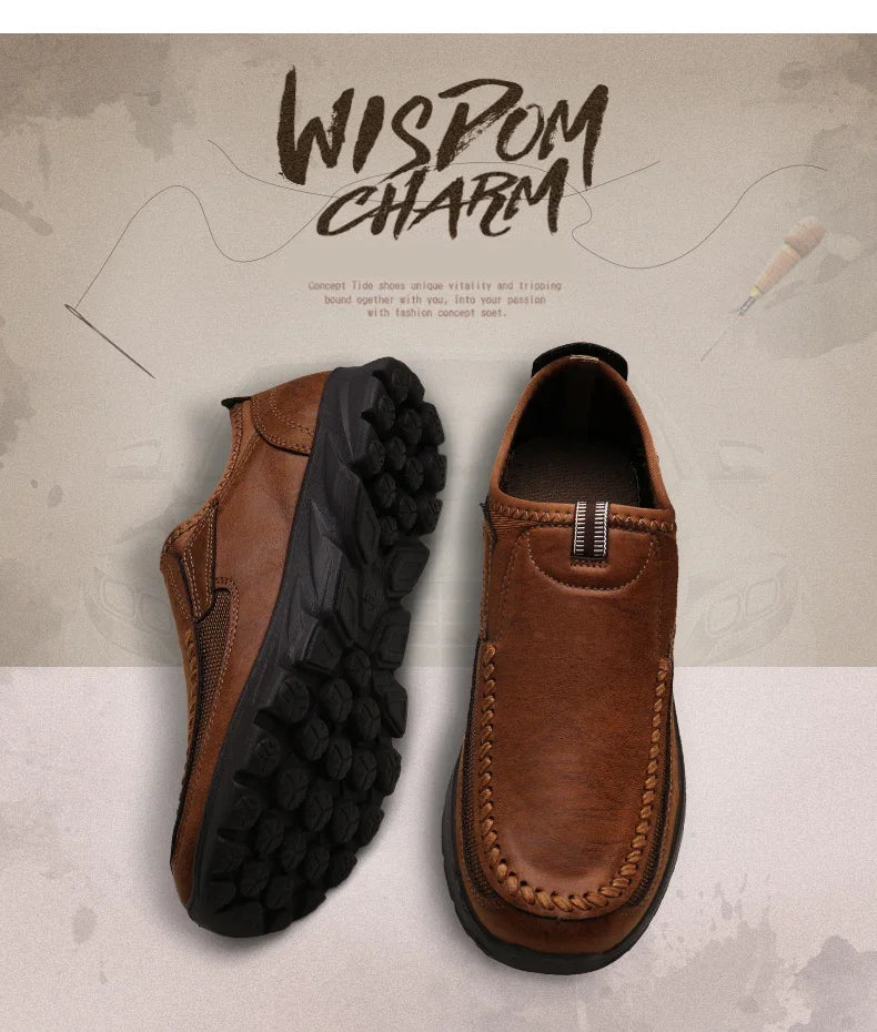 Sapatos Casuais Masculinos Respiráveis Mocassins Tênis Moda Confortável Plano Feito à Mão Retrô Lazer Mocassins Sapatos Masculinos