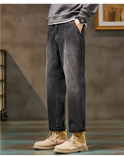 Trendy Loose Straight Casual Jeans Long Pants American Style Spring Autumn Loose Straight Cone Shape Jeans for Casual Wear