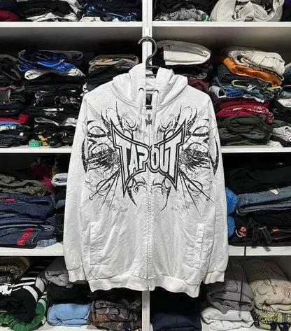 Zipper Hoodie Y2K Harajuku goth Long Sleeve Sweatshirt Oversized Hooded Jacket Gothic Loose Streetwear Skull Anime Men Women
