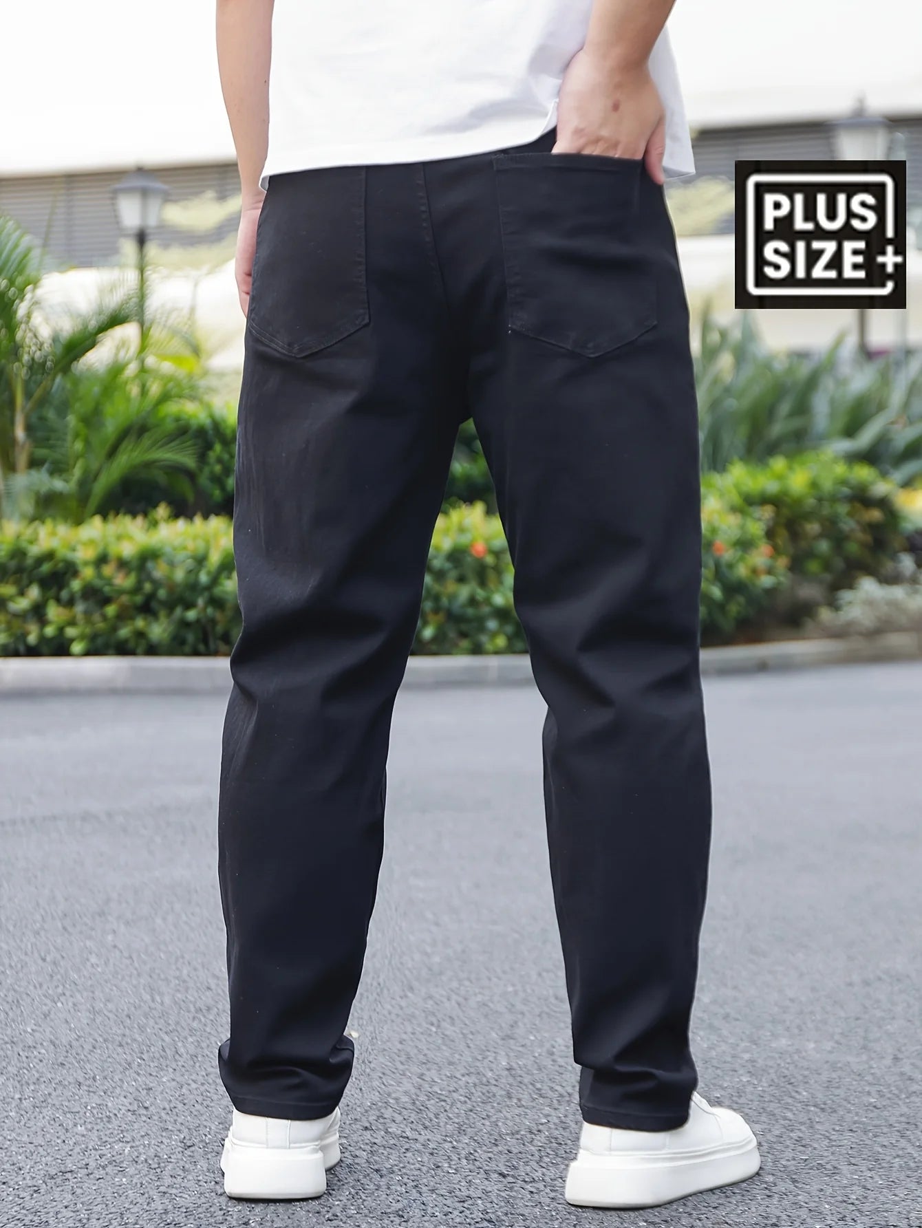 Men's Casual Basics Solid Black Slim Fit Jeans Stretch Elastane Men's Spring Trousers Simple and Versatile Men's Pants