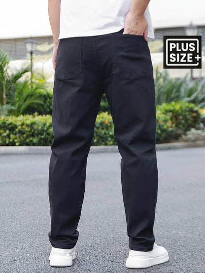 Men's Casual Basics Solid Black Slim Fit Jeans Stretch Elastane Men's Spring Trousers Simple and Versatile Men's Pants