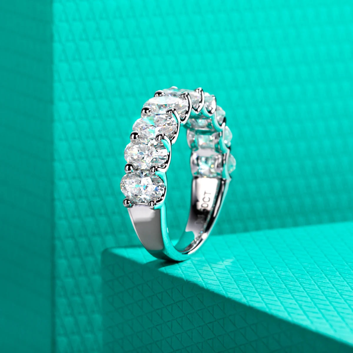0.5ct Oval Cut Moissanite Wedding Bands 925 Sterling Silver Lab Created Diamond Half Eternity Rings Jewelry Wholesale
