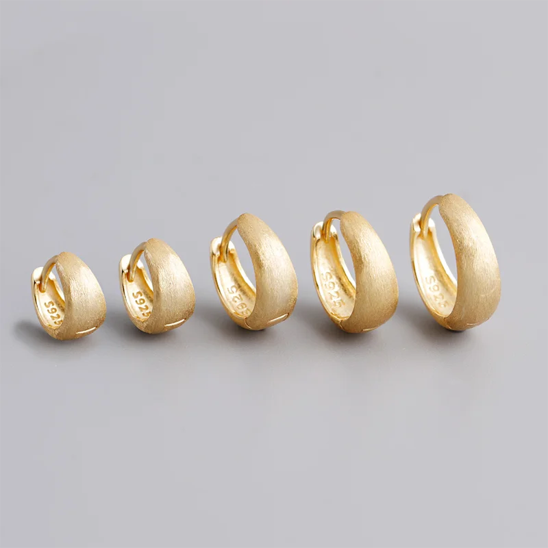 925 Sterling Silver Premium Matte Minimalism Unisex Huggies Ear Hoops Earrings for Women Gothic Piercing Men's Jewelry