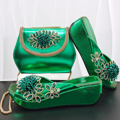 2026 Newest INS Style Wine Color Elegant Women Heels Nigeria Popular Designer African Ladies Shoes And Bag Set for Wedding