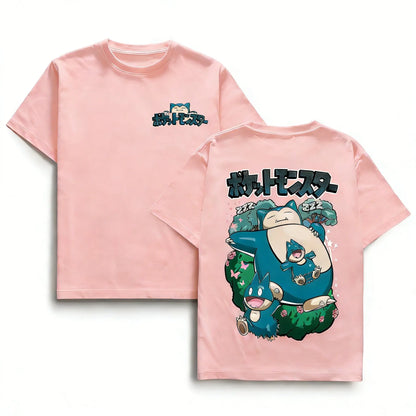 Anime Cotton Graphic T Shirt Men Women 2026 Summer Y2k Short Sleeve Tee Casual Tops Snorlax Kawaii Streetwear Fashion