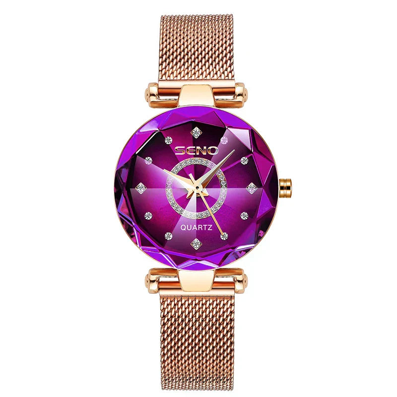 Ocean Star Women Crystal Watch 2025 Top Brand Luxury Rose Gold Women Bracelet Watch For Ladies Wrist Watch Relogio Feminino