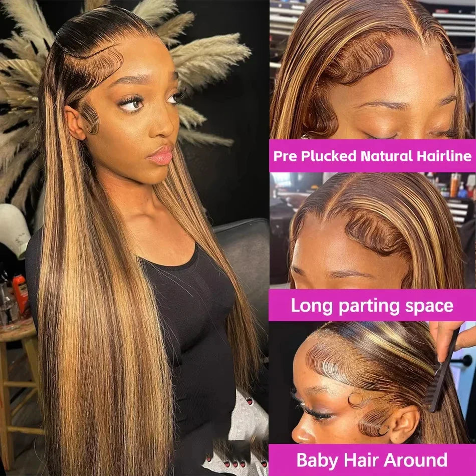 straight hd lace frontal wig 13x6 highlight wig 13x4 lace frontal blonde wig bone straight human hair wigs Brazilian