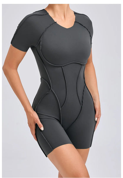 Women's High Elasticity Sports Bodysuit Kit Yoga Fitness Jumpsuit Open Back Hip-Lift Outdoors Gym Workout Sexy Fitness Outfit