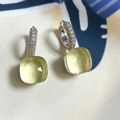 Classic Candy Color Earrings Inlay Transparent Zircon 27Colors Crystal Earrings Platinum Plated Fashion Jewelry For Women