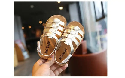 1-6 Years Children Summer Outdoor Beach Shoes Girls Princess Knitted Open Toed Sandals Gold, Silver, Black