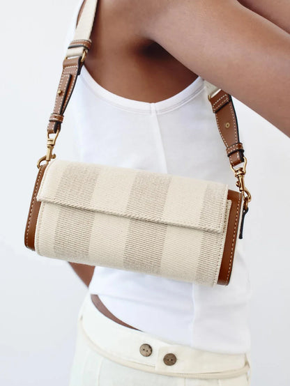 Wide Strap women's Vintage Crossbody Bag Summer Tote Ladies Luxury Handbags One Shoulder Armpit Small Cylinder Bags For Femele